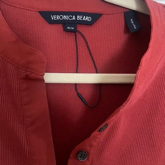 Veronica Beard Scarlet Blouse with Button Accents - Picture 2 of 2